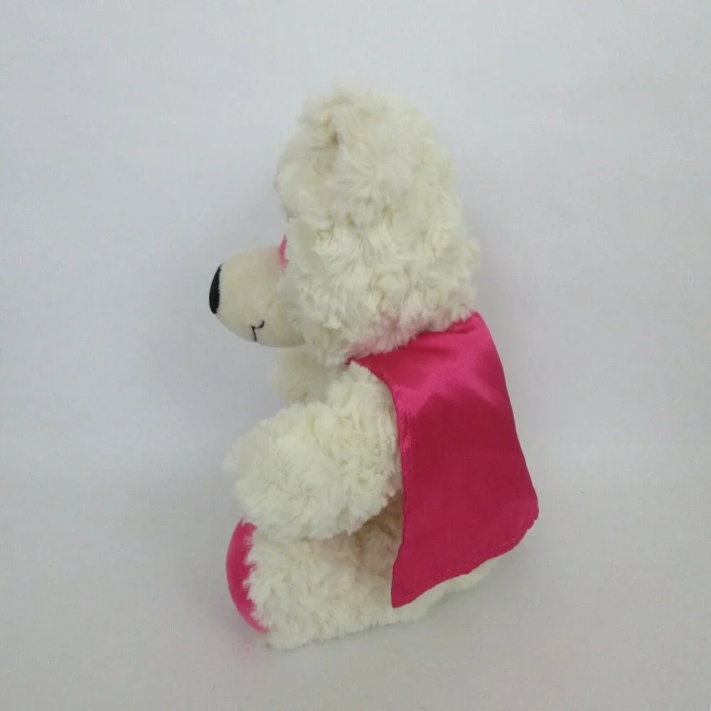 Rare Progressive Plush Farrar White Bear w/Pink Cape & Mask 10